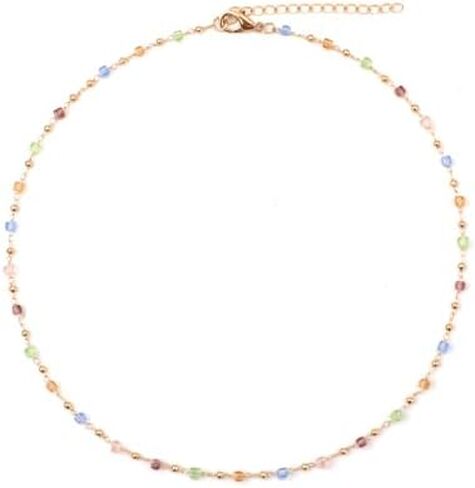 Generic Women's Multicolor Cubic Zirconia Bohemian Beaded Necklace, 15 Inches, Alloy, Unisex, Party Accessory in Saudi Arabia
