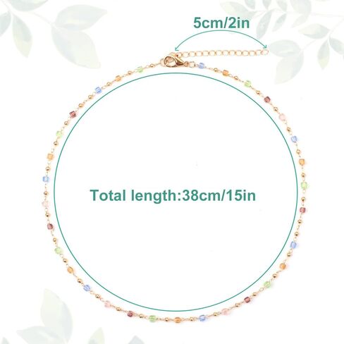 Generic Women's Multicolor Cubic Zirconia Bohemian Beaded Necklace, 15 Inches, Alloy, Unisex, Party Accessory in Saudi Arabia