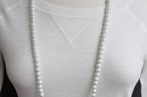 White Faux Pearl Necklace 30" Long Pearly Beads 8mm Bead Long Necklace For Women in Saudi Arabia