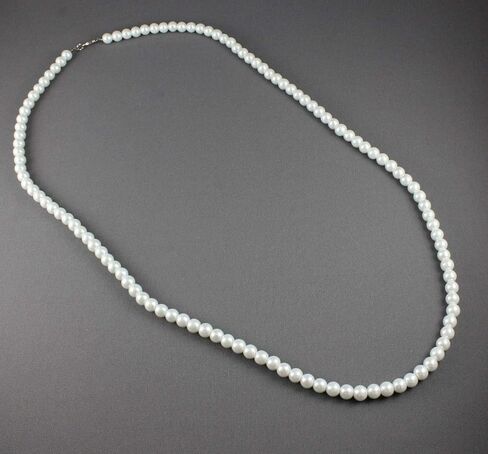 White Faux Pearl Necklace 30" Long Pearly Beads 8mm Bead Long Necklace For Women in Saudi Arabia