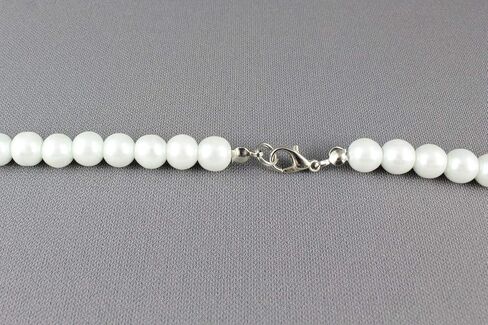 White Faux Pearl Necklace 30" Long Pearly Beads 8mm Bead Long Necklace For Women in Saudi Arabia