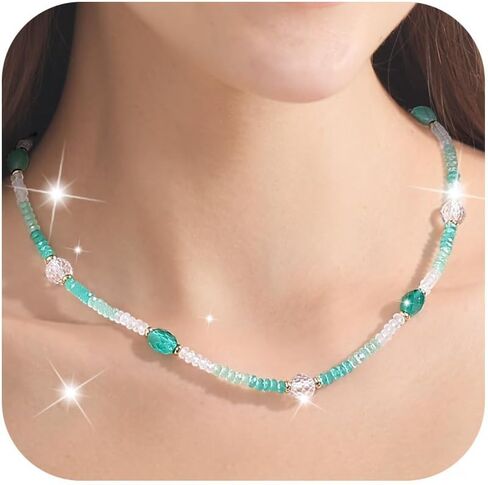 Healing Crystal Necklace for Women Spiritual Zircon Beads Handmade Gemstone Crystals Stones Beaded Adjustable Necklaces Jewelry Box in Saudi Arabia