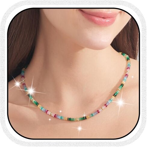Healing Crystal Necklace for Women Spiritual Zircon Beads Handmade Gemstone Crystals Stones Beaded Adjustable Necklaces Jewelry Box in Saudi Arabia