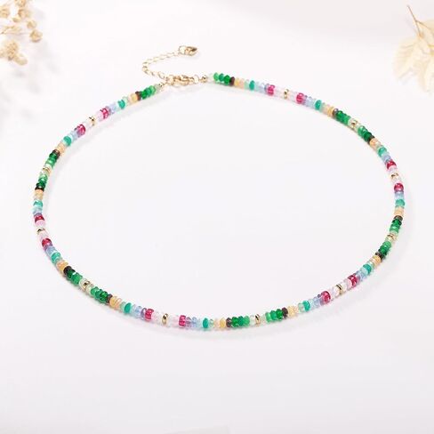 Healing Crystal Necklace for Women Spiritual Zircon Beads Handmade Gemstone Crystals Stones Beaded Adjustable Necklaces Jewelry Box in Saudi Arabia