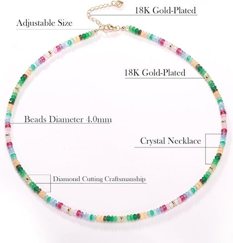 Healing Crystal Necklace for Women Spiritual Zircon Beads Handmade Gemstone Crystals Stones Beaded Adjustable Necklaces Jewelry Box in Saudi Arabia