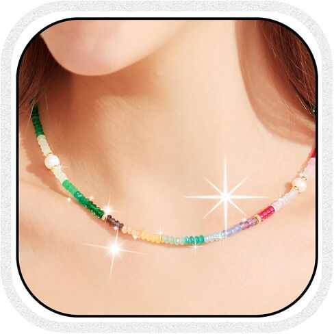 Healing Crystal Necklace for Women Spiritual Zircon Beads Handmade Gemstone Crystals Stones Beaded Adjustable Necklaces Jewelry Box in Saudi Arabia