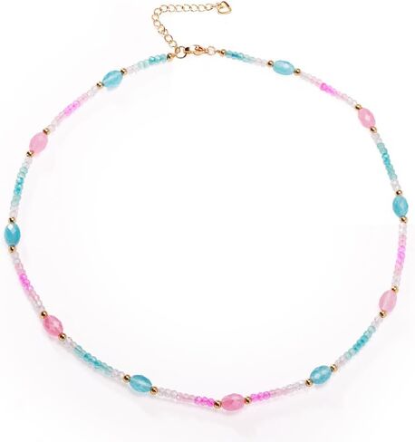 Healing Crystal Necklace for Women Spiritual Zircon Beads Handmade Gemstone Crystals Stones Beaded Adjustable Necklaces Jewelry Box in Saudi Arabia