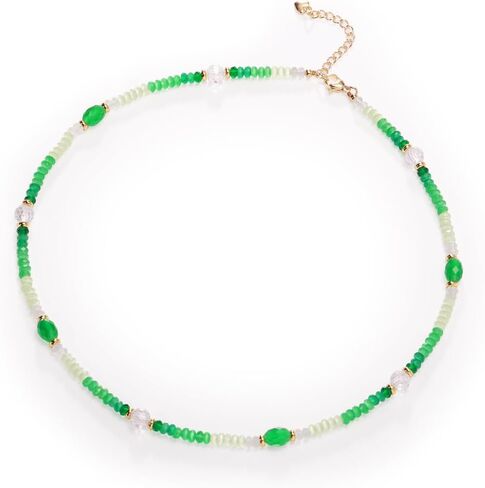 Healing Crystal Necklace for Women Spiritual Zircon Beads Handmade Gemstone Crystals Stones Beaded Adjustable Necklaces Jewelry Box in Saudi Arabia