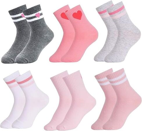 Girls Pink White Crew Athletic Socks School Uniform Cotton Ankle Socks For Children in Saudi Arabia