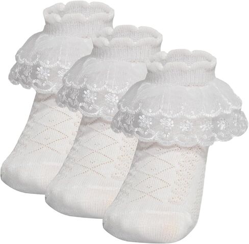 Toddler Girl Ruffle Ankle Socks Double Lace Frilly Socks for Princess Dress Outfits in Saudi Arabia