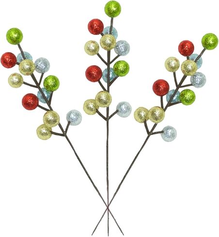 24 Pack Christmas Glitter Berries Stems, 8.5 Inch Artificial Christmas Picks, Berry Branches for Christmas Tree Ornaments, DIY Wreath, Crafts, Holiday and Party Decor (Colorful A) in Saudi Arabia