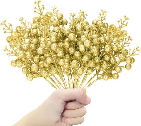 24 Pack Christmas Glitter Berries Stems, 8.5 Inch Artificial Christmas Picks, Berry Branches for Christmas Tree Ornaments, DIY Wreath, Crafts, Holiday and Party Decor (Colorful A) in Saudi Arabia
