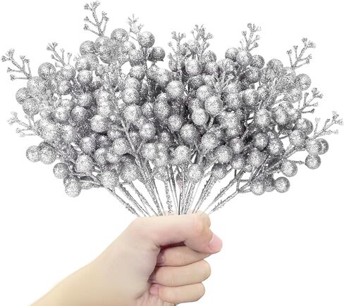 24 Pack Christmas Glitter Berries Stems, 8.5 Inch Artificial Christmas Picks, Berry Branches for Christmas Tree Ornaments, DIY Wreath, Crafts, Holiday and Party Decor (Colorful A) in Saudi Arabia