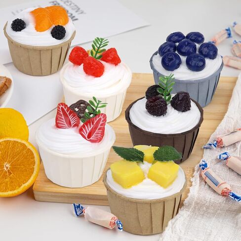 Woration 6 Style Artificial Fake Cupcake Model Faux Fruit Cake Food for Display Realistic Desserts Pastries Kitchen Decoration Prop in Saudi Arabia