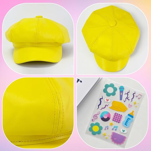 2PCS Costume Stickers(22 patterns) with Hat, Merch Gifts Party Favors Yellow Beret Accessories Props Birthday for Adult Teens in Saudi Arabia