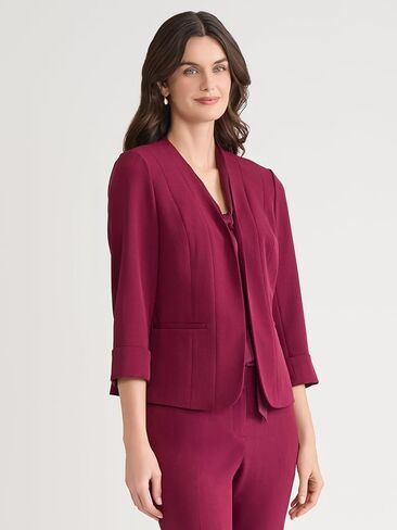 Kasper Womens 3/4 Cuffed Sleeve Stretch Open-Front Blazer in Saudi Arabia