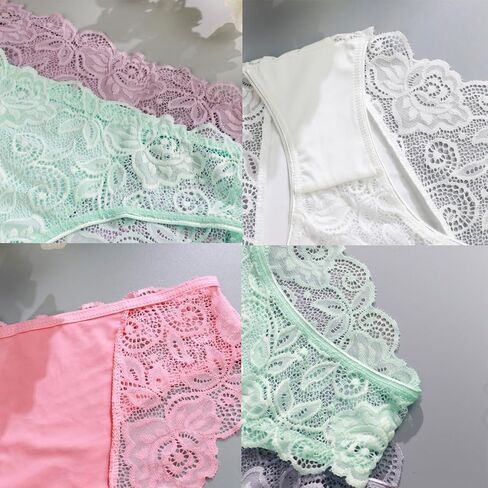 6 PCS Women Lace Mesh Low Rise Bikini Panties, Soft Stretch Underwear, Breathable Stretch Hipster in Saudi Arabia