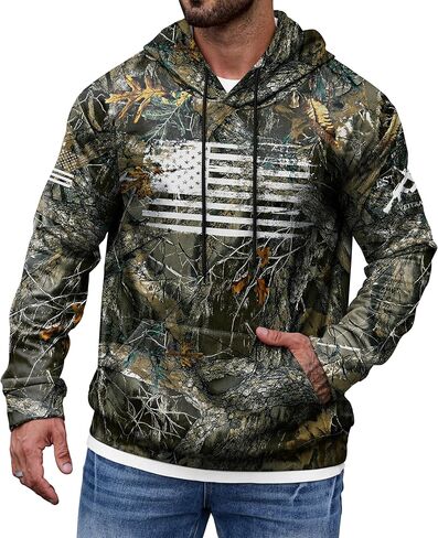 Mainfini Men's American Flag Camo Hoodie Fleece-Lined Patriotic Military Sweatshirt with Kangaroo Pocket (S-3XL) in Saudi Arabia