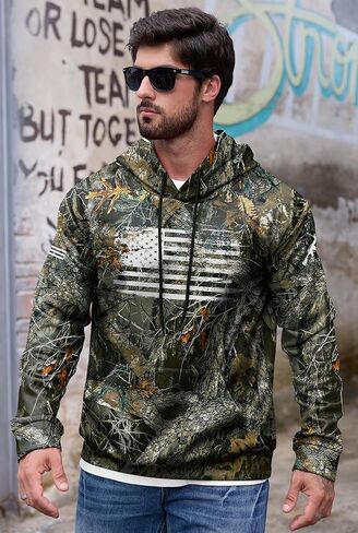 Mainfini Men's American Flag Camo Hoodie Fleece-Lined Patriotic Military Sweatshirt with Kangaroo Pocket (S-3XL) in Saudi Arabia