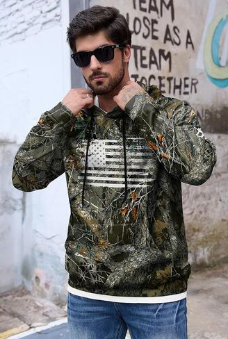 Mainfini Men's American Flag Camo Hoodie Fleece-Lined Patriotic Military Sweatshirt with Kangaroo Pocket (S-3XL) in Saudi Arabia