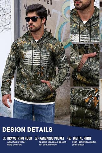 Mainfini Men's American Flag Camo Hoodie Fleece-Lined Patriotic Military Sweatshirt with Kangaroo Pocket (S-3XL) in Saudi Arabia