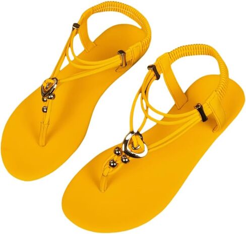 صنادل نسائية صيفية على شكل قلب - أشرطة مرنة للكاحل لملاءمة آمنة، مريحة للغاية مع لمسة قلب أنيقة، نعل مسطح لمغامرات الشاطئ in Saudi Arabia