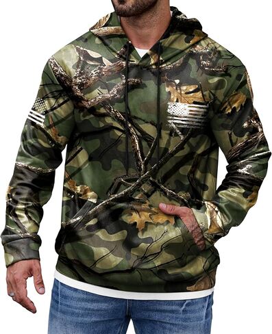 Mainfini Men's American Flag Camo Hoodie Fleece-Lined Patriotic Military Sweatshirt with Kangaroo Pocket (S-3XL) in Saudi Arabia