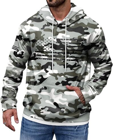 Mainfini Men's American Flag Camo Hoodie Fleece-Lined Patriotic Military Sweatshirt with Kangaroo Pocket (S-3XL) in Saudi Arabia