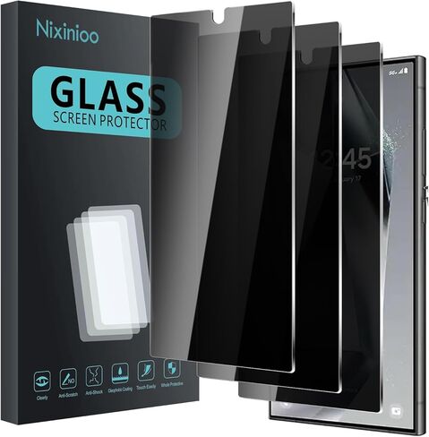 3 Pack Privacy Screen Protector for Samsung Galaxy S25 Ultra, Anti Spy Tempered Glass 9H Hardness, Black Protector Anti Spy, Bubble Free, Anti-Scratch in Kuwait