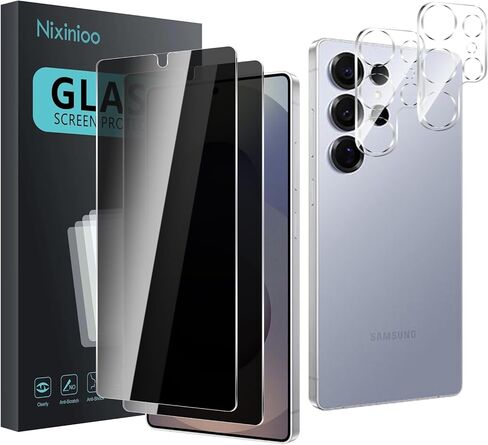 3 Pack Privacy Screen Protector for Samsung Galaxy S25 Ultra, Anti Spy Tempered Glass 9H Hardness, Black Protector Anti Spy, Bubble Free, Anti-Scratch in Kuwait