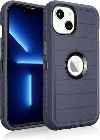 حالة الهاتف لـ iPhone 13 Defender ، حماية شديدة التحمل الكامل للجسم ، 3 طبقات من غطاء الهاتف القوي والمضاد للسيليكون (أسود) in Kuwait