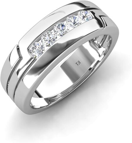 TriJewels Lab Grown Diamonds 0.30 ctw High Polished Men Wedding Band (7 mm) in 10K Gold in Saudi Arabia