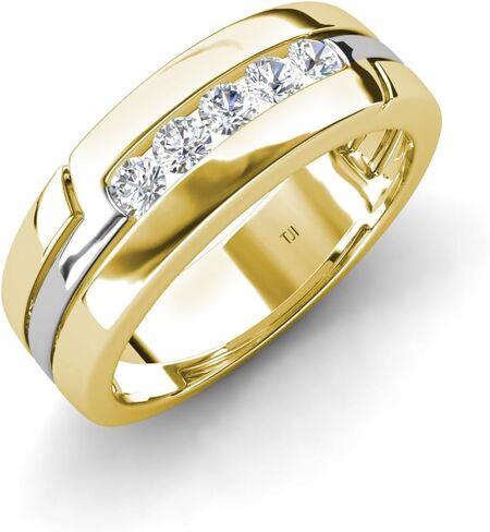 TriJewels Lab Grown Diamonds 0.30 ctw High Polished Men Wedding Band (7 mm) in 10K Gold in Saudi Arabia