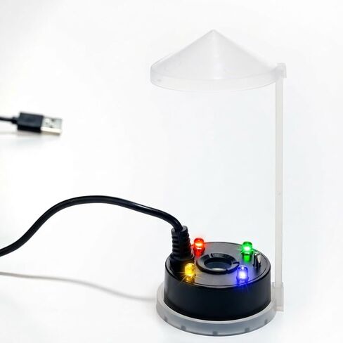 جهاز ضباب USB مع 4 مصابيح LED وواقي من الرذاذ - مرطب هواء بالموجات فوق الصوتية لنافورة مياه الطاولة، بركة صغيرة داخلية، مزهرية، الصخور وديكور العطلات - يعمل بمنفذ USB للتخييم والمنزل in Kuwait