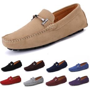 حذاء رجالي مصنوع يدويًا من جلد الغزال Penny Loafers أنيق بمقدمة مربعة حذاء بدون كعب سهل الارتداء للقيادة على شكل قارب يوميًا خفيف الوزن غير قابل للانزلاق حذاء كاجوال مسطح مقاس كبير 6-15 in Kuwait