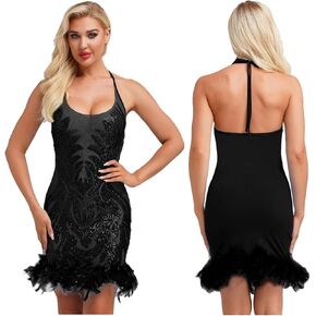 Women's Ballroom Dance Dress Latin Ballroom Performance Dress Women Halter Sleeveless Sheer Mesh Bodycon Lyrical Sequined in Saudi Arabia