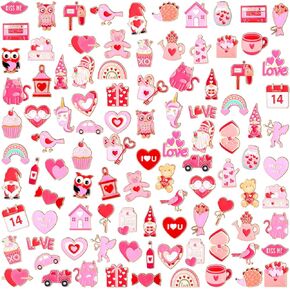 Ceenna 100 Pcs Valentine's Day Pins Bulk for Women Cute Heart Gnome Roses Cupid Love Rainbow Enamel Pins Romantic Pink Lapel Brooch Valentine's Day Decoration Gifts for Clothes Bags Hat Jacket in Saudi Arabia