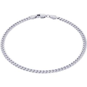 Nuragold 14K الذهب الأبيض الحقيقي الصلبة ميامي الكوبي رابط 3.5 ملم سلسلة سوار (7 "-9") مجوهرات إيطالية للرجال والنساء in Saudi Arabia