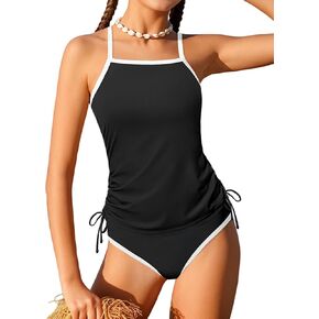 ملابس سباحة للفتيات تانكيني مكونة من قطعتين لباس سباحة بألوان متباينة ورباط للفتيات من سن 9 إلى 16 سنة in Kuwait