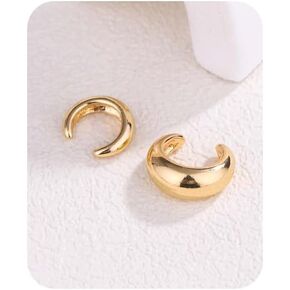 Trendy Chunky Ear Cuff Wraps for Women Non-Piercing Earrings Clip-On Huggie Hoop Fake Earrings Cartilage Cuffs Ear Cuffs Statement Stacks Jewelry for Gifts in Saudi Arabia