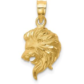 Diamond2Deal 14k Yellow Gold Brushed Diamond-cut Lion Head Pendant in Saudi Arabia