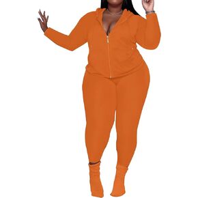 PINSV Women's Plus Size 2 Piece Outfits Sweatsuits Zip Up Hoodie Pants Tracksuit Sets in Saudi Arabia