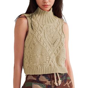 Hixiaohe Turtleneck Crochet Sweater Vest Fall Fashion Knit Sleeveless Tank Tops for Women Lightweight Casual Pullover Clothes in Kuwait