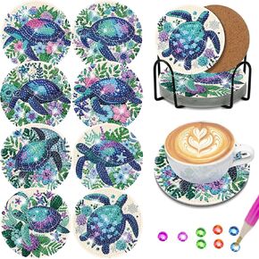 8 قطع من قواعد الأكواب الفنية الماسية للبالغين من مجموعة قواعد الأكواب المصنوعة من الألماس على شكل حيوانات للمبتدئين، مجموعة أدوات رسم فنية ماسية للمبتدئين. in Kuwait