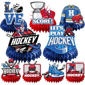 Rakuto Baseball Birthday Party Decorations - 9PCS Baseball Honeycomb Centerpieces Party Decorations Baseball Party Table Decorations Blue and Red Baseball Party Baby Shower Decor Supplies Kids Boys in Kuwait