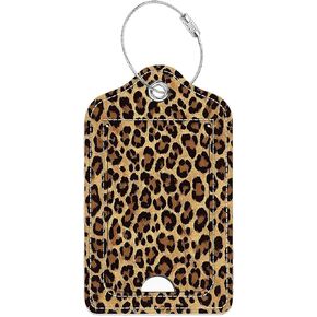 Luggage Tags,The Beauty of Leopard Print Design, Double-Sided Privacy Cover ID Labels with Stainless Steel Loop and Address Card for Travel Bag Suitcase in Saudi Arabia