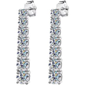 7 Stones Full Moissanite Earrings Dangle Diamond Earrings for Women Moissanite Earrings Dangle Women's Drop&Dangle Earrings Sterling Silver Wedding Earrings for Brides WIth GRA in Saudi Arabia