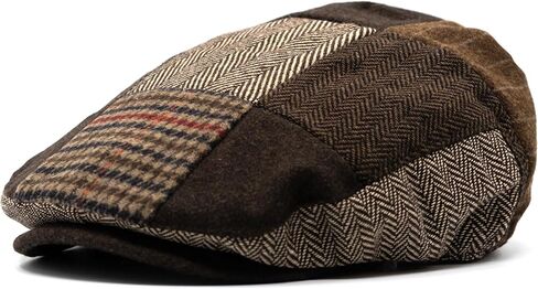 Men's Classic Patchwork Herringbone Checker Plaid Newsboy Ivy Hat Flat Cap in Saudi Arabia