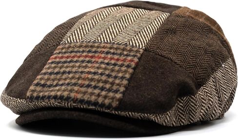 Men's Classic Patchwork Herringbone Checker Plaid Newsboy Ivy Hat Flat Cap in Saudi Arabia