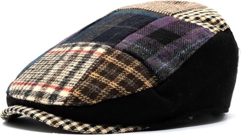 Men's Classic Patchwork Herringbone Checker Plaid Newsboy Ivy Hat Flat Cap in Saudi Arabia